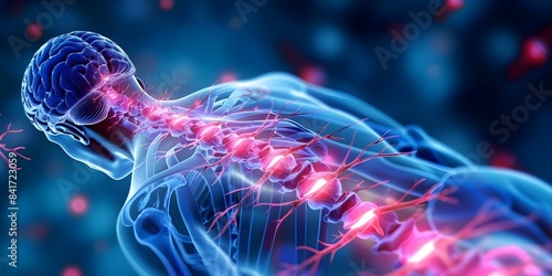 Motor neuron disease affects human nervous system muscles causing sclerosis and neurodegeneration. Concept Neurodegenerative Disease, Motor Neuron Disease, ALS, Nervous System Disorders photo
