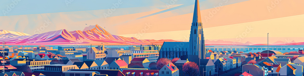 Naklejka premium Nordic Splendor - Hallgrímskirkja in Reykjavik