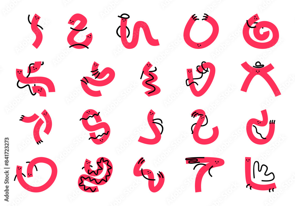 Obraz premium Line Stick Character Element Set