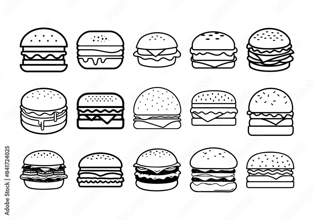 Monoline Hamburger Icon Design Set Monoline Hamburger Icon Design Set