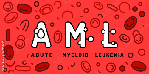 Acute myeloid leukemia poster. Blood cancer symbol.