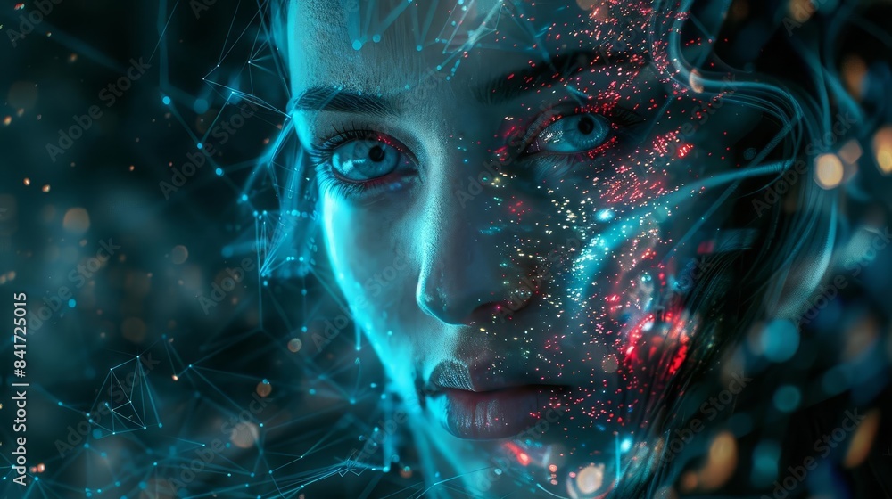 futuristic woman face with aidriven innovation concepts exploring technology trends digital art futuristic woman face with aidriven innovation concepts exploring technology trends digital art