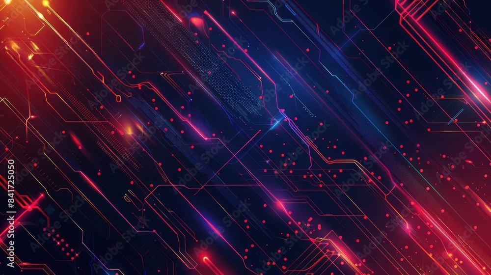 Red and blue digital circuit board design pattern Red and blue digital circuit board design pattern