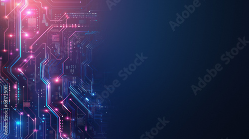 Abstract glowing blue circuit board design
