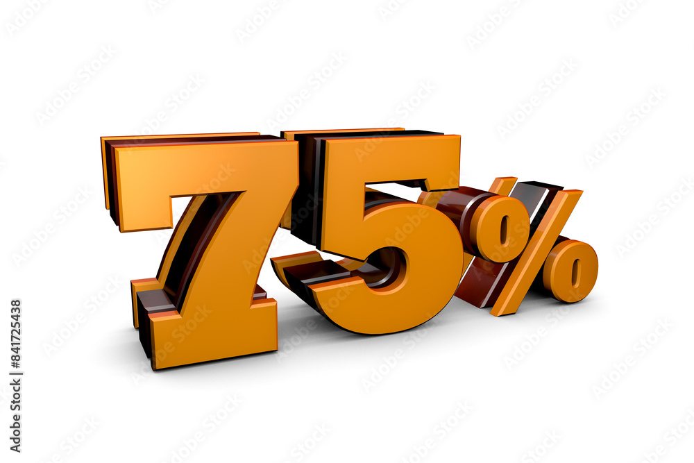 75% Glossy Golden percent sign isolated on white Percentage, sale, discount concept 3d rendering 75% Glossy Golden percent sign isolated on white Percentage, sale, discount concept 3d rendering