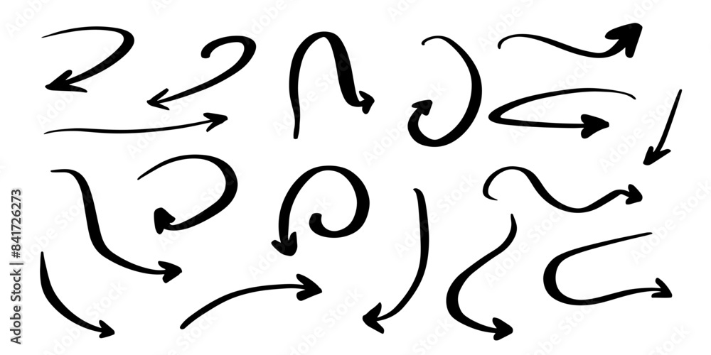Set of Hand drawn arrow vector icons set. Sketch arrow design for ...