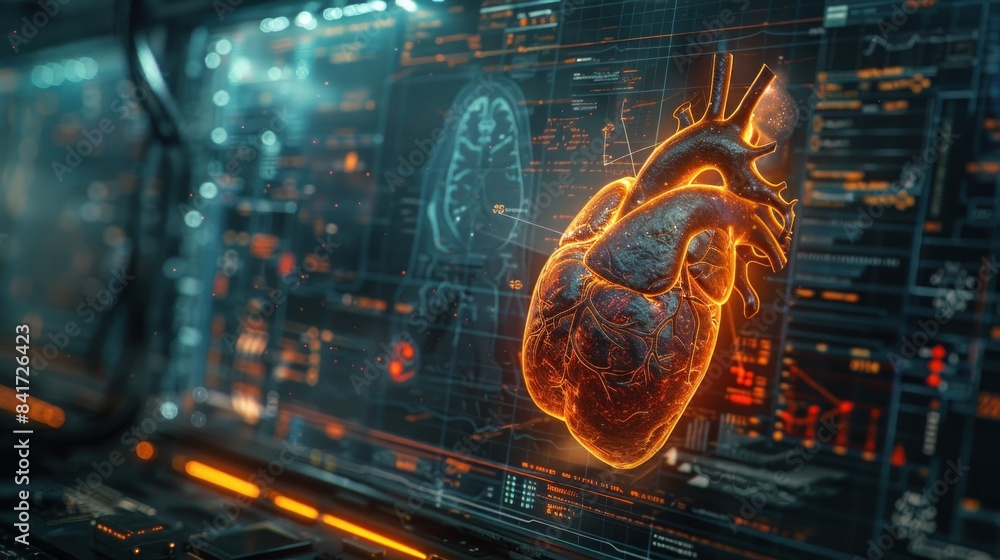 Obraz premium Futuristic digital rendering of a human heart