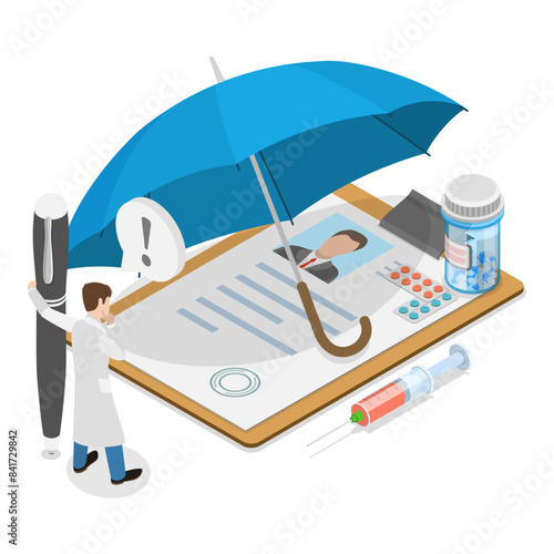 3D Isometric Flat Illustration of Health Insurance Scene Set, Medicine and Healthcare. Item 3