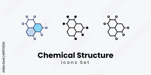 Chemical Structure icons vector set stock illustration.