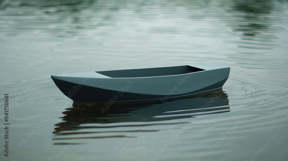 Naklejka premium sleek toy boat floating in a calm water setting