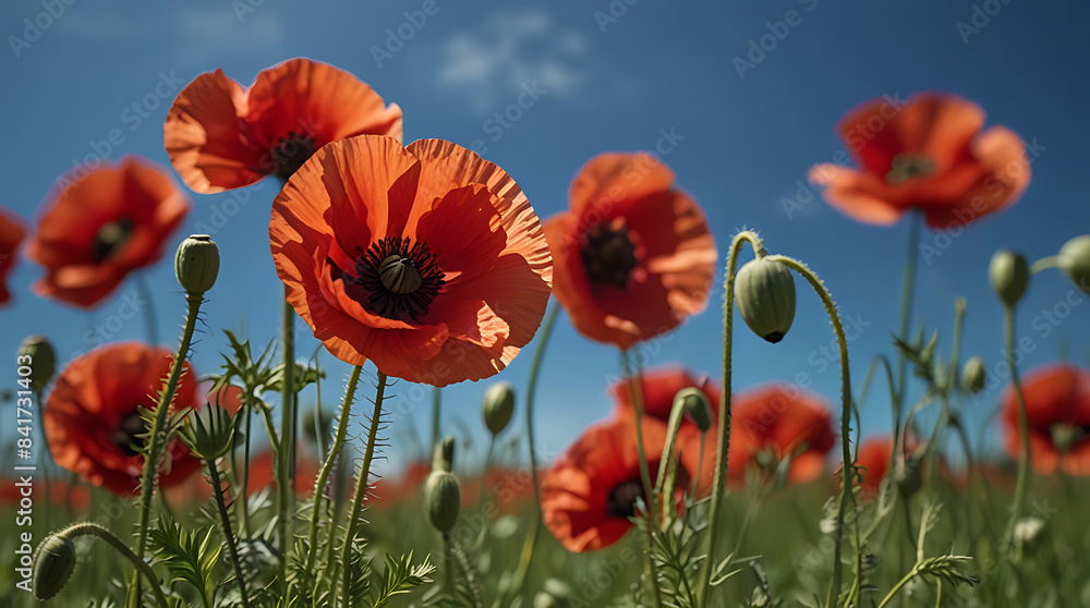 Fototapeta premium Field of Red Poppies