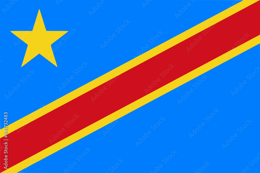 The flag of Congo. Flag icon. Standard color. Standard size. A rectangular flag. Computer illustration. Digital illustration. Vector illustration. The flag of Congo. Flag icon. Standard color. Standard size. A rectangular flag. Computer illustration. Digital illustration. Vector illustration.