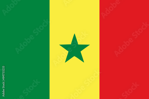 The flag of Senegal . Flag icon. Standard color. Standard size. A rectangular flag. Computer illustration. Digital illustration. Vector illustration.