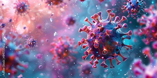 Microscopic image of viruses used in immunotherapy to combat cancer. Concept Microscopic Imaging, Viruses, Immunotherapy, Cancer Research photo