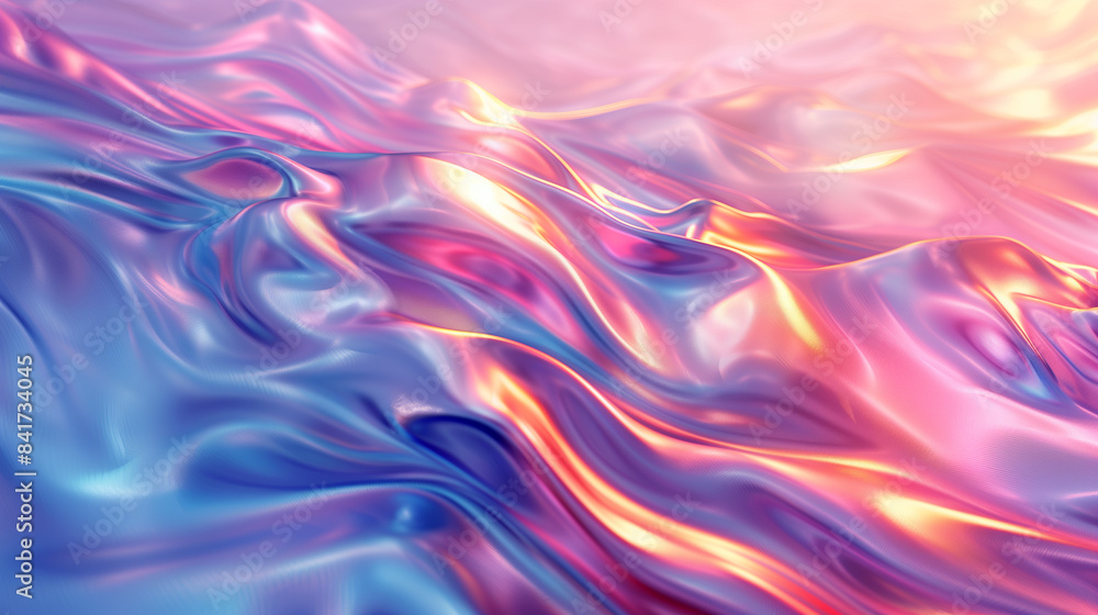 Background with abstract waves. Vibrant holographic chrome gradient. AI generative Background with abstract waves. Vibrant holographic chrome gradient. AI generative