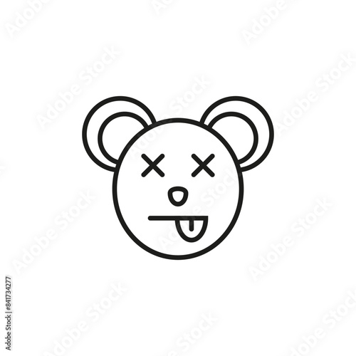 Dead mouse animal. Vector dead rat icon. Isolated illustration on a white background.