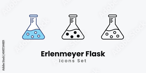 Erlenmeyer Flask icons vector set stock illustration.