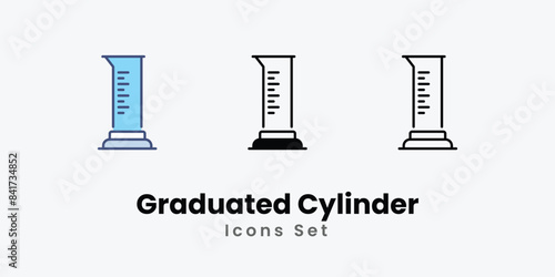 Graduated Cylinder icons vector set stock illustration.