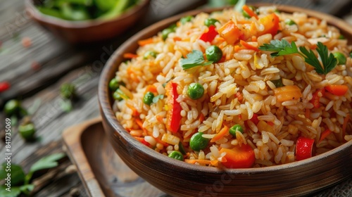 Tasty dishes rice mixed with vegetables