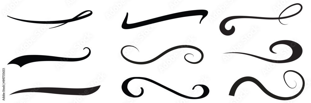 Set of hand lettering underlines lines. Vector underline stroke. Design concept element collection. Set of hand lettering underlines lines. Vector underline stroke. Design concept element collection.