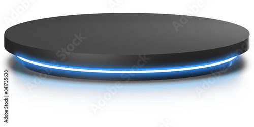 3d podium with blue neon light 