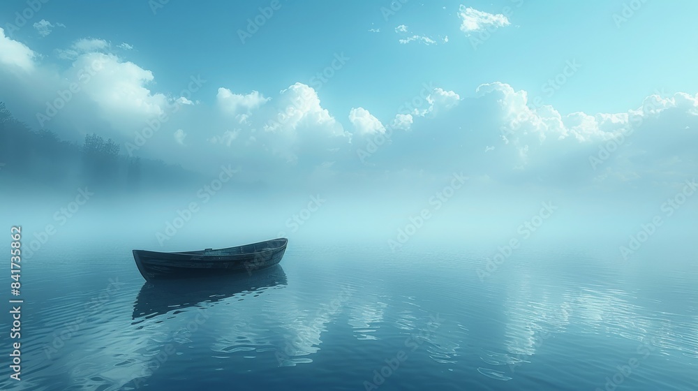 Solitude at Sea: A Man Alone in Prayer on a Wooden Boat in Serene Blue Waters Solitude at Sea: A Man Alone in Prayer on a Wooden Boat in Serene Blue Waters