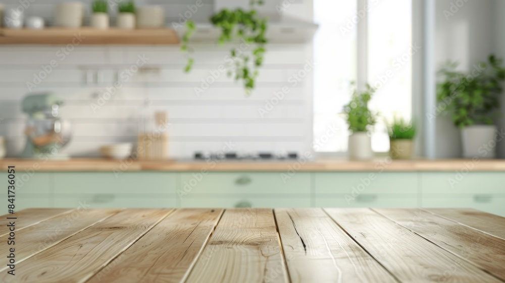 Modern Kitchen Interior with Wooden Countertop, Generative AI Modern Kitchen Interior with Wooden Countertop, Generative AI