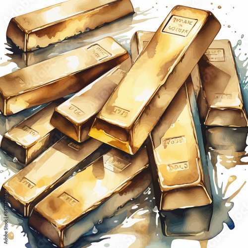 Gold Bar Ilustration Design Very Cool