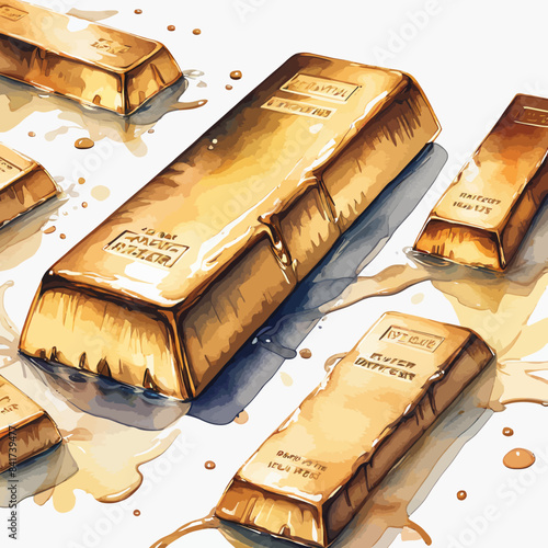Gold Bar Ilustration Design Very Cool
