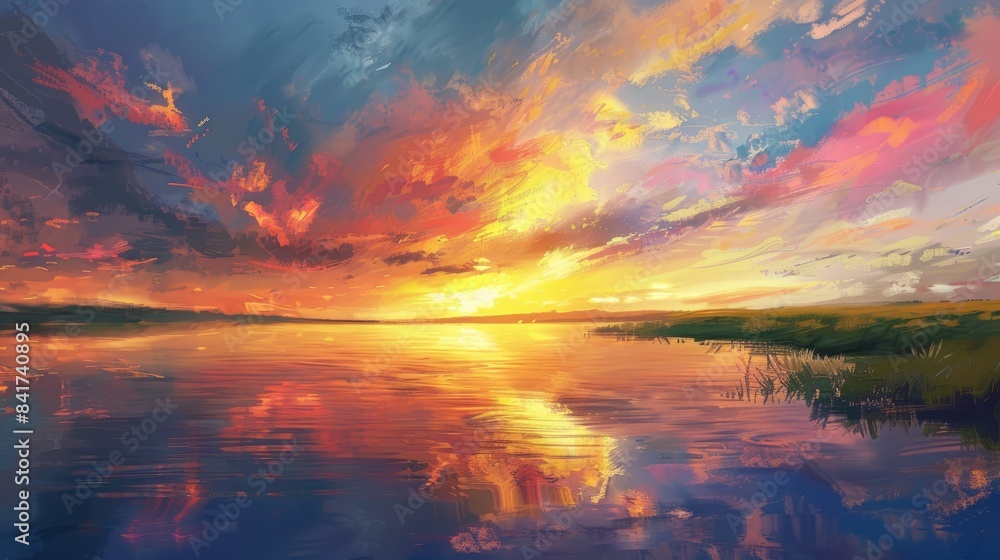 Sky close to the river following the sunset Sky close to the river following the sunset