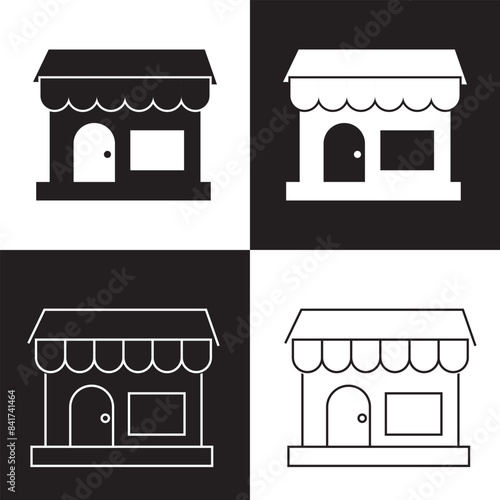 A linear and solid design icon of shop architecture.