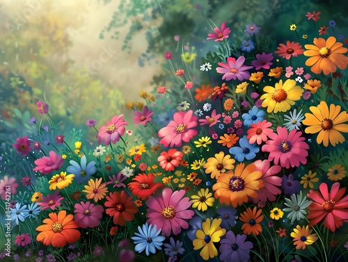 Flourishing Garden Overflowing with Vibrant and Colorful Blossoms Symbolizing Growth Abundance and Positivity