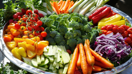 Colorful vegetable platter with a variety of raw veggies