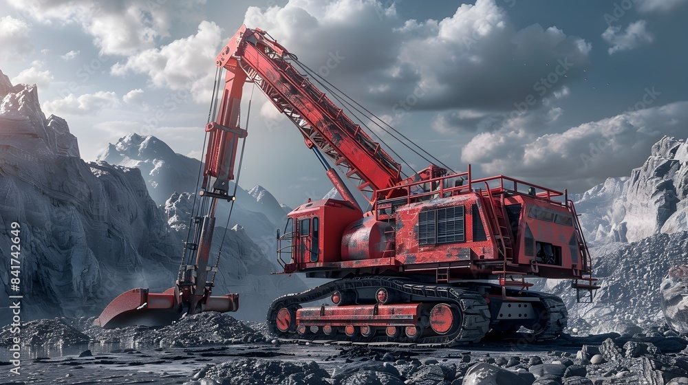 Powerful Crawler Crane Navigating Rugged Mountainous Terrain for Industrial Construction or Mining Powerful Crawler Crane Navigating Rugged Mountainous Terrain for Industrial Construction or Mining