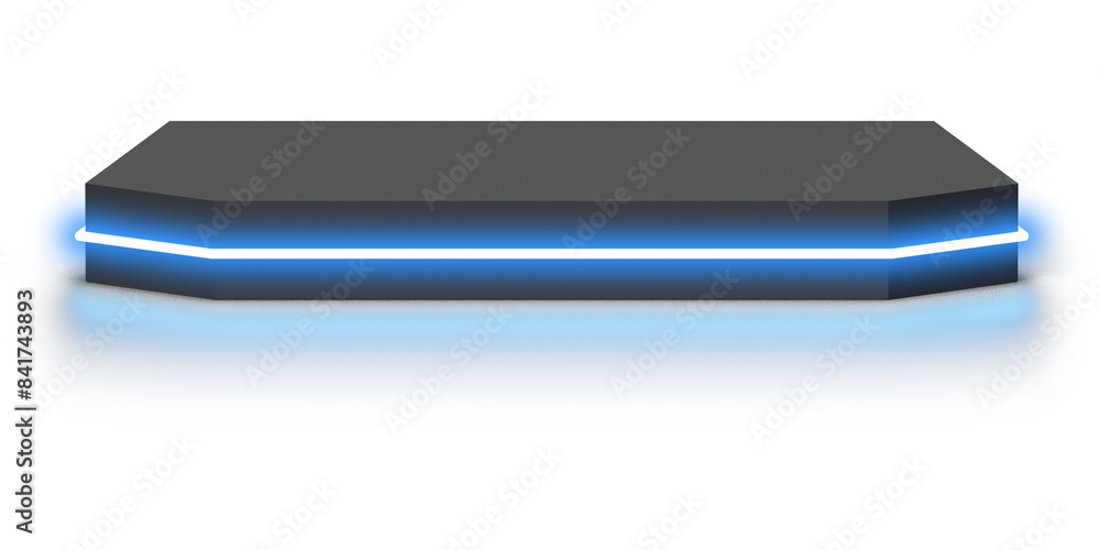 3d podium with blue neon light 3d podium with blue neon light