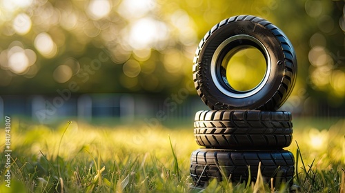 nnovative Football Trophy in the Shape of a Tire: Celebrating Unique Achievements in Sports photo