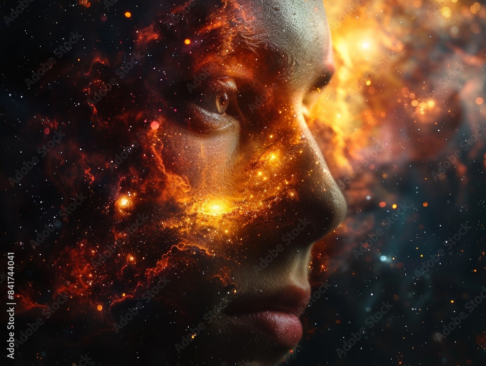 Cosmic Beauty: Ultra HD Close-Up of Vivid Nebula with Double Exposure Planets Silhouette Against Copy Space Background Cosmic Beauty: Ultra HD Close-Up of Vivid Nebula with Double Exposure Planets Silhouette Against Copy Space Background