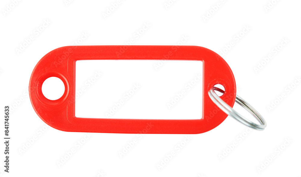 Red keychain with space for text on a white background. Red keychain with space for text on a white background.