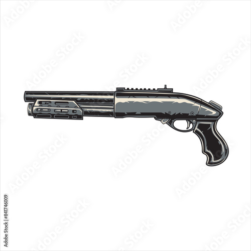 Vector Illustration of Shotgun with Vintage Illustration