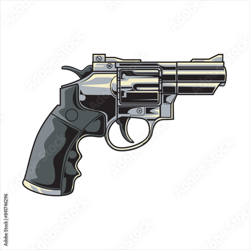 Vector Illustration of Revolver with Vintage Illustration