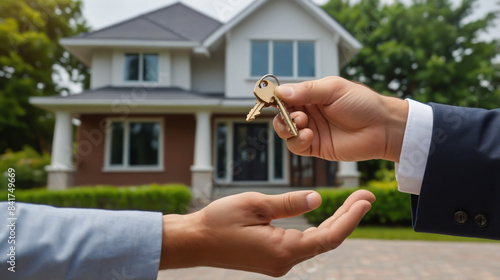 Handing over keys of house 