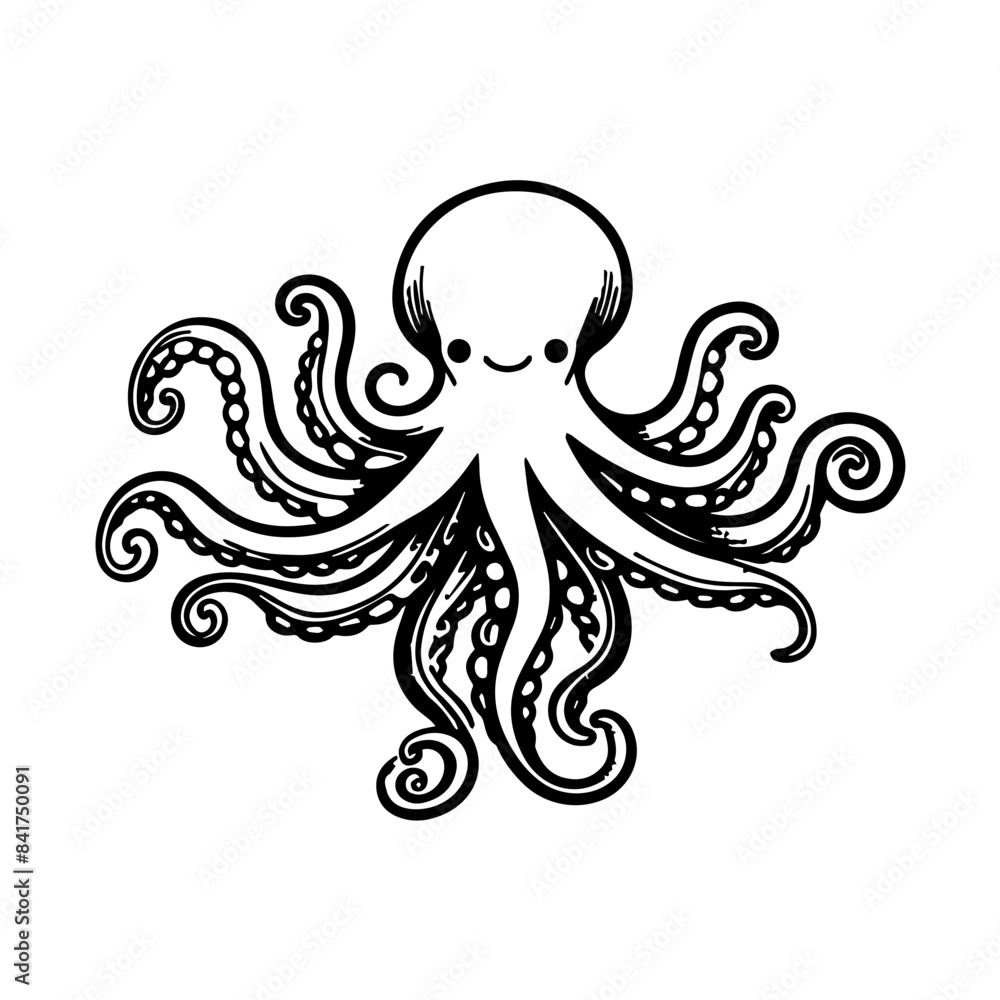 Vector cute octopus illustration isolated Vector cute octopus illustration isolated