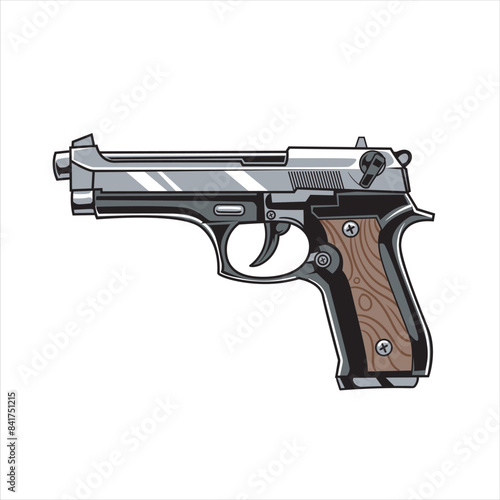 Vector Illustration of Revolver with Vintage Illustration