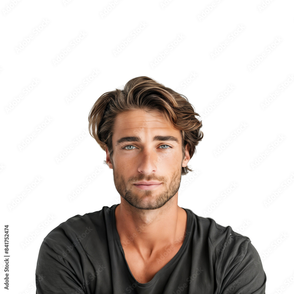 Portrait of a man with a smiling on face wearing casual clothes, isolated on white background Portrait of a man with a smiling on face wearing casual clothes, isolated on white background
