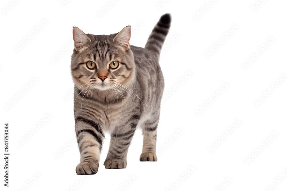 Obraz premium Adult cat isolated on transparent background png cutouts. Images for graphic designers. Image for flyers. Veterinarian.
