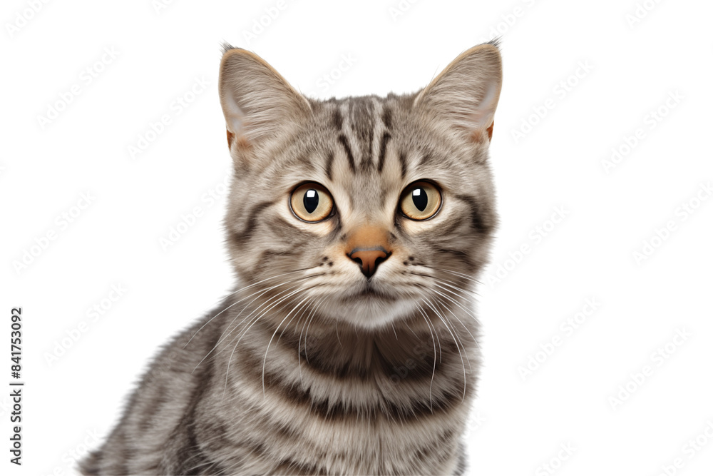 Obraz premium Adult cat isolated on transparent background png cutouts. Images for graphic designers. Image for flyers. Veterinarian.