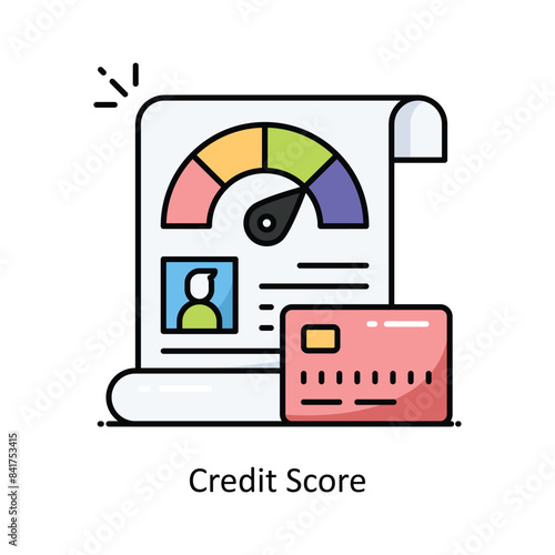 Credit Score vector filled outline icon style illustration. Symbol on White background EPS 10 File