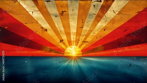 abstract sunburst art, energetic sunburst backgrounds with vibrant colors for a captivating visual experience, retro grunge banner