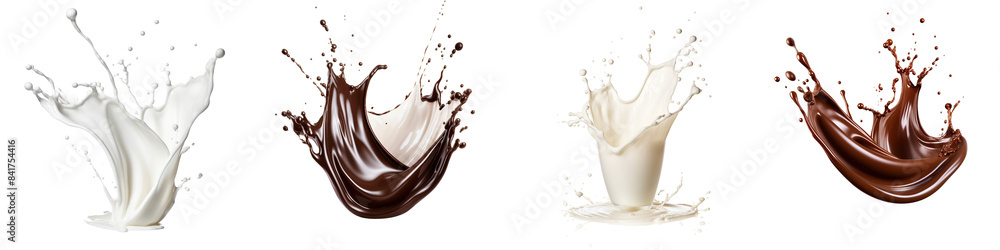 Collection of chocolates, water splashes isolated on transparent or white background Collection of chocolates, water splashes isolated on transparent or white background