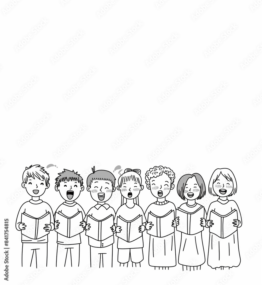 Children choir singing. Music school. Illustration. Children choir singing. Music school. Illustration.